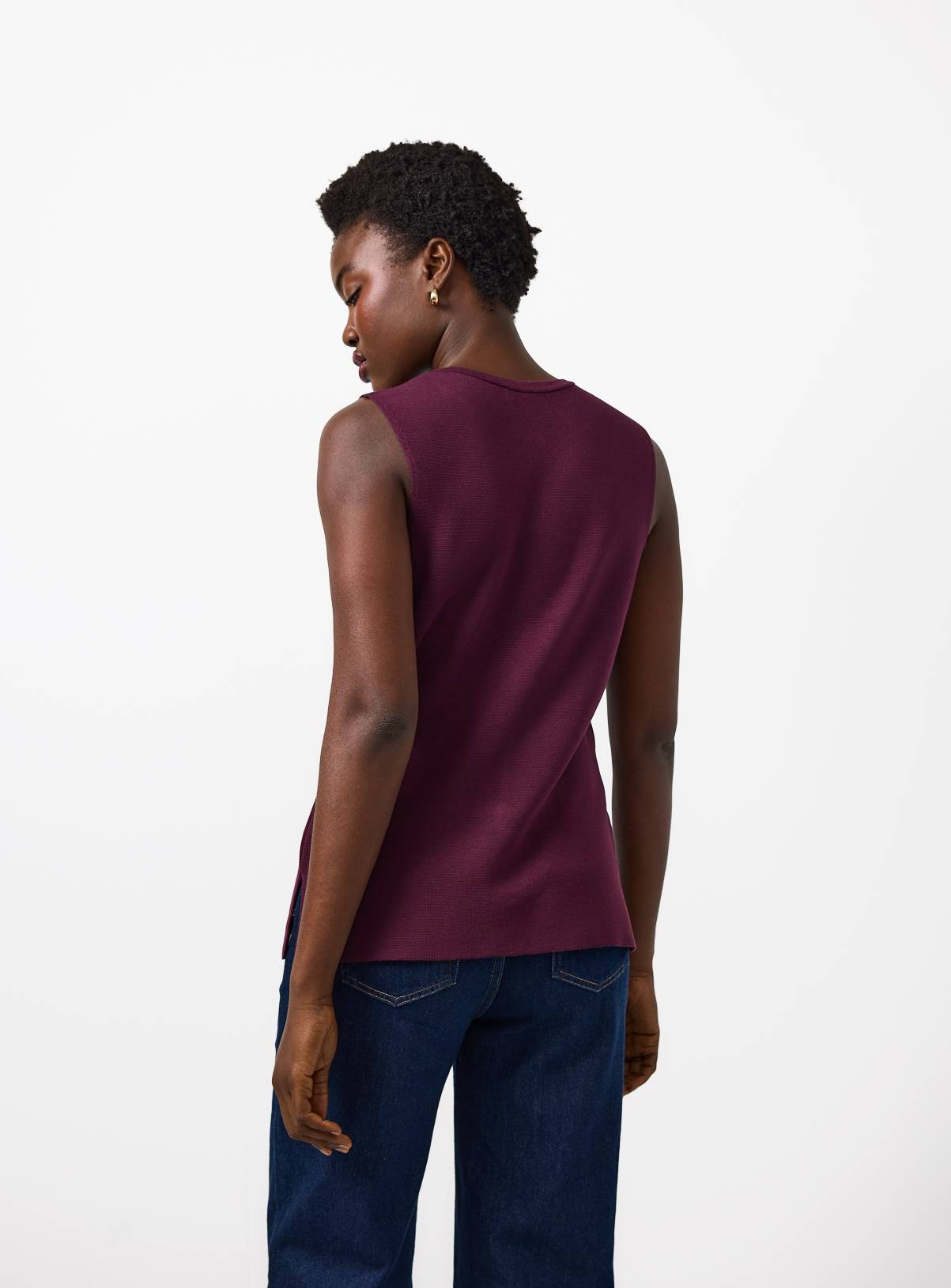 Burgundy Compact Knit Sleeveless Vest 8 - Image 4